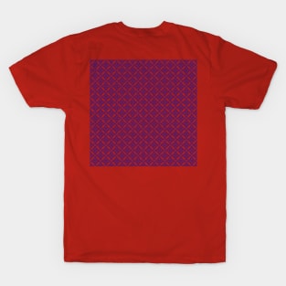 Blue Tile Pattern Red background T-Shirt